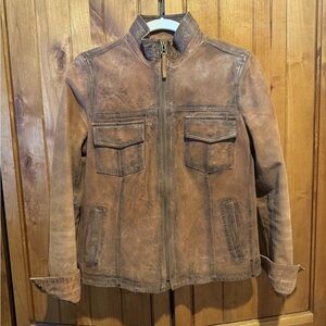 Orvis Distressed Brown Leather Jacket - sz S